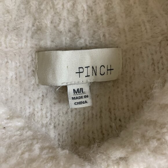 Pinch Ivory Boucle Button Front Sweater M L Textured Shacket Cozy Warm - Picture 3 of 4